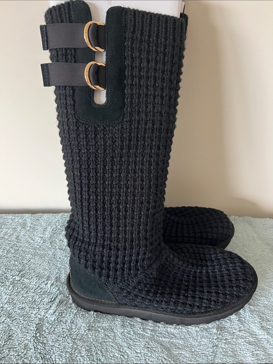 UGG Shoes - UGG Classic Solene Tall Knit Boots Black Size 9 Like New